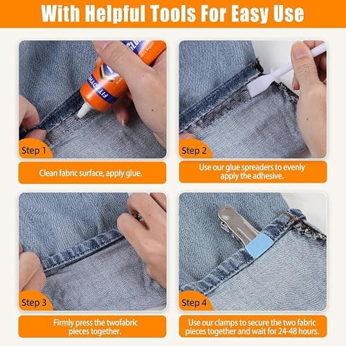 3Pcs Fabric Glue Permanent, 60 ML Washable Clear Clothing Glue, Super Fabric Glue for Rhinestones, Patches, Clothes, Denim, Leather, Polyester, Fabrics, Doll Repair, Flannel, Cotton thumbnail 6