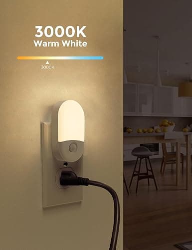 L LOHAS LED Motion Sensor Night Light, Motion Activated Night Light, 4Pack, 3000K Warm White, Night Lights Plug into Wall Motion Sensor, 30/60LM Adjustable Brightness, for Kids Adults Bathroom Kitchen thumbnail 2