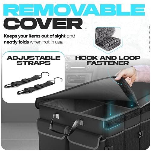 FORTEM Trunk Organizer For SUV Car Trunk Organizer, Foldable Storage, Car Accessories for Women Men, Collapsible Bag, Perfect Christmas Gifts, 600D Oxford, Non Slip Bottom, Straps, Soft Cover (85L) thumbnail 5