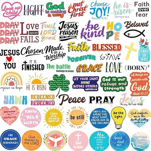 300PCS Inspirational Christian Stickers, Vinyl Waterproof Jesus Bible Verse Stickers for Prayer Board Scrapbook Water Bottle Laptop Journaling, Religious Faith Christian Gifts for Women Men Kids thumbnail 3