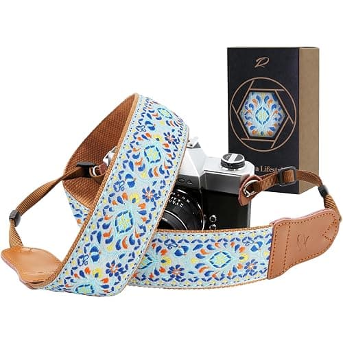 Padwa Lifestyle Plaid Camera Strap - 2" Wide Double Layer Cowhide Head,Cotton Camera Shoulder Straps - Image 1