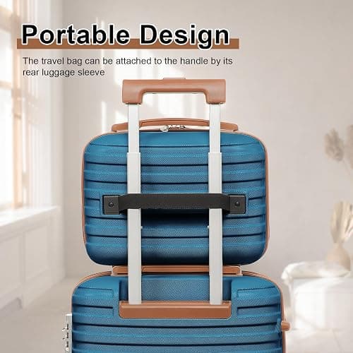 Joyway Carry On Luggage 20 Inch Expandable Suitcase with Spinner Wheel, 4 Piece Hard Shell Luggage Set with TSA Lock(Blue brown) thumbnail 8
