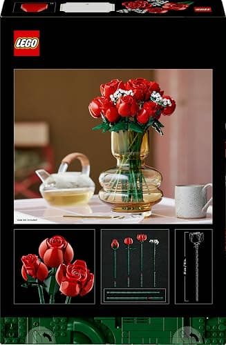LEGO Botanicals Bouquet of Roses - Artificial Flowers Set for Adults - incl. 12 Faux Roses & 4 Sprigs of Baby's Breath for Home Decor - Christmas DIY - Gift Idea - 10328 thumbnail 9