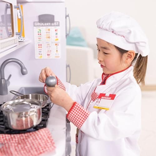 Melissa & Doug Chef Role Play Costume Dress-Up Set (8-Piece) - Chef's Jacket, Hat, Name Tag - Pretend Chef Dress up Outift with Realistic Accessories, Kids Dress Up for Toddlers & Children Ages 3+ thumbnail 5