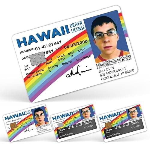 CUCU Covers Mclovin Credit & Debit Card Stickers - 4PCS Card Skin for Adults - Image 1