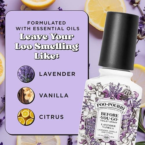 Poo-Pourri Before-You-Go Toilet Spray, Lavender Vanilla, 2 Fl Oz, Up to 100 Uses, Bathroom Odor Deodorizer with Essential Oils for Home or Work, Travel Essentials, TSA Approved Size thumbnail 7