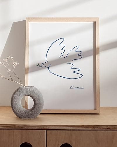 HAUS AND HUES Dove of Peace Picasso Wall Art - Pablo Picasso Line Drawing Artwork, Modern Dove Poster, Classic Print for Living Room, Kitchen, and Office Walls (Beige Frame, 12x16) thumbnail 5