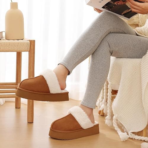 Litfun Women's Fuzzy Memory Foam Slippers Fluffy Winter House Shoes Indoor and Outdoor thumbnail 2