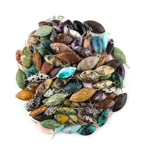 Jewel of Rocks (Pack of 5) Wholesale Bulk Mix Gemstone Crystals Pendant Necklace, Jewelry for Women, Natural Cabochons, Gift Jewelry, Dainty Necklaces, Gold Chain 18 inch (Mystery Pack) - Image 1
