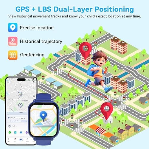 4G Kids Smart Watch Phone GPS, Smartwatch for Boys Girls Ages 4-12 Years with Video Call Chat Class Mode SOS Camera Alarm Games Parental App Touch Watch Gifts for Children (Includes SIM Card) Blue thumbnail 3