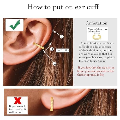 Sroyte 9Pcs Gold Ear Cuffs for Women Non piercing, 14K 18k Gold Plated Ear cuff earrings for Women Cartilage Clip Cuff Earrings Jewelry for women thumbnail 3