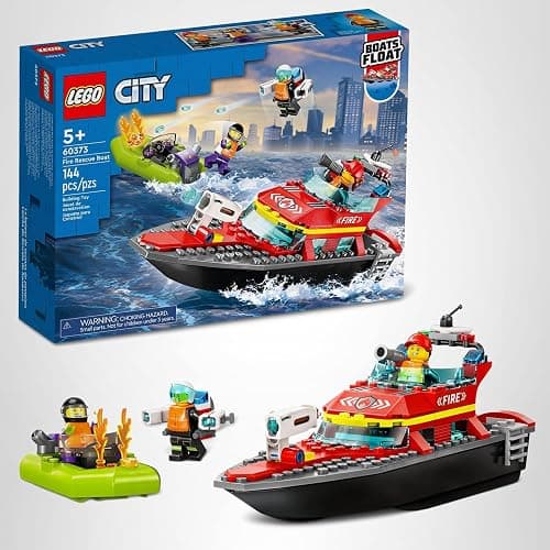 LEGO City Fire Rescue Boat Building Set - Floatable Boat Toy for Boys & Girls, Ages 5+ - Kids Pretend Play Toy for Preschool - Gift for Birthdays - 60373 thumbnail 7
