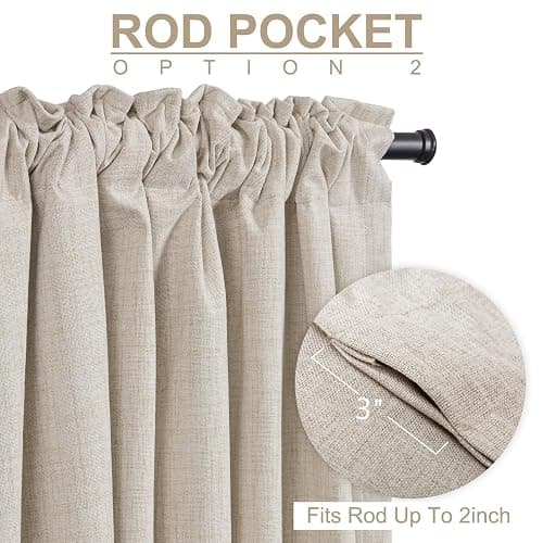 100% Blackout Shield Blackout Curtains for Bedroom 84 Inches Long, Back Tab/Rod Pocket Living Room Drapes, Thermal Insulated Blackout Curtains 2 Panels Set, 50" W x 84" L, Cream thumbnail 5