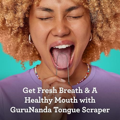 GuruNanda Tongue Scraper for Adults (2 Pack) with Travel Case, 420 Medical-grade 100% Stainless Steel Tongue Cleaner, Aids in Fresh Breath & Oral Care thumbnail 6