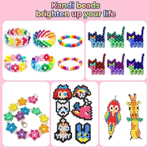 Redtwo 7 Boxes 5000 Pcs Pony Beads Kit, 144 Colors 6x9mm Kandi Beads for Friendship Jewelry Bracelet Making Kit, with 600+Pcs Letter Bead, DIY Crafts Gifts for Tween Girls Kids thumbnail 6