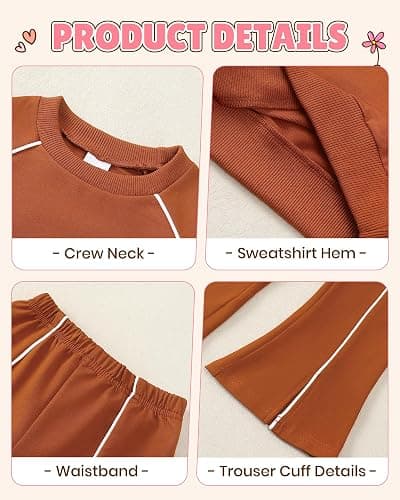 Mioglrie Toddler Girl Clothes 2T 3T 4T 5T 6T Girl Clothes 2Pcs Kids Sweatsuit Fall Winter Sweatshirt Little Clothing Set thumbnail 6