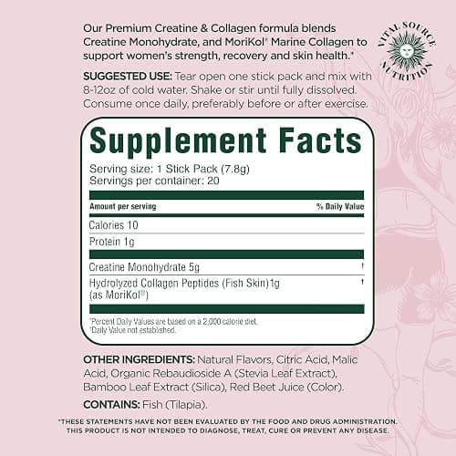 Vital Source Nutrition - Flexi - Creatine & Collagen Stick Packs - 5g Creatine Monohydrate + 1g MoriKol Collagen -Supports Strength, Recovery & Skin Health -20 Servings thumbnail 4