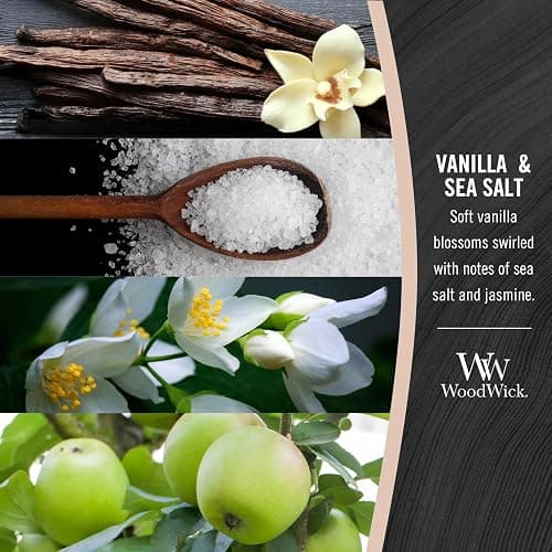 WoodWick Vanilla & Sea Salt Gifts for Women and Men, 9.7 oz Medium Hourglass Candle with Crackling Wick thumbnail 5
