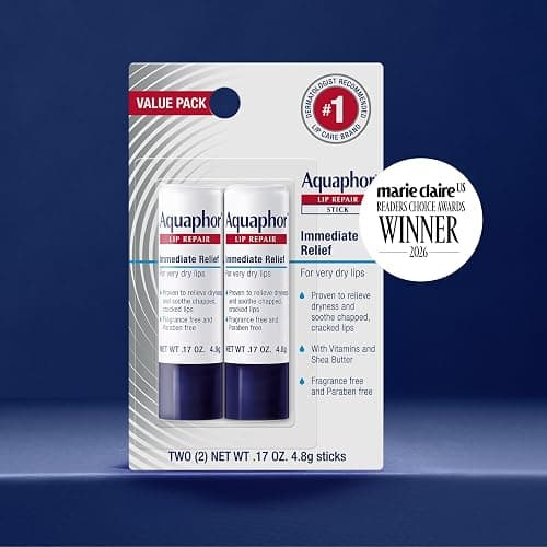 Aquaphor Lip Repair Stick, Moisturizing Lip Balm Pack, Relieves Dryness, 0.17 Oz Stick, Pack of 2 thumbnail 2