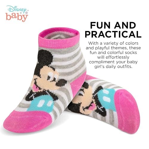 Disney baby-boys Baby Girls & Boys Minnie Mouse, Mickey Mouse, Baby Shark, Justice League 10-pack Infant Sock 0-24 Months thumbnail 3