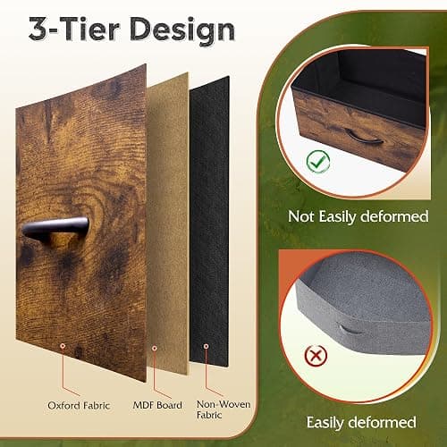 WLIVE 9-Drawer Dresser, Fabric Storage Tower for Bedroom, Hallway, Entryway, Closet, Tall Chest Organizer Unit with Fabric Bins, Steel Frame, Wood Top, Easy Pull Handle, Rustic Brown Wood Grain Print thumbnail 5