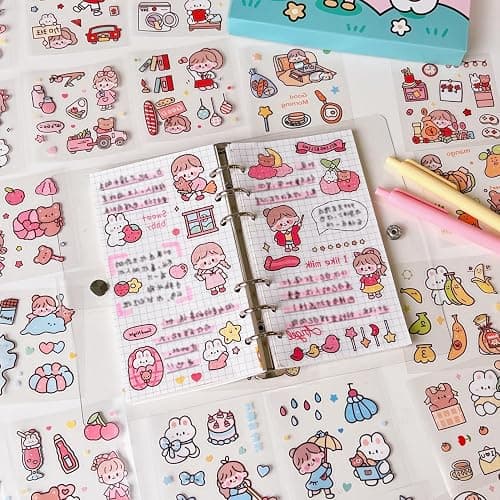600+ pcs/100 sheets Kawaii stickers, cartoon stickers, cute stickers, stickers for girls for decorating diaries, notepads, mobile phones, laptops thumbnail 2