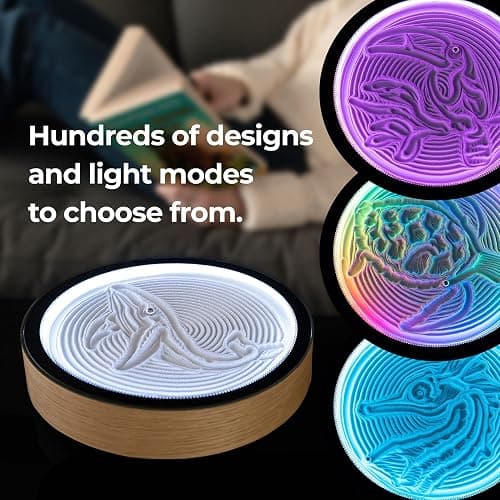 Oasis Mini Kinetic Sand Art, Real Bamboo, Zen Stress Relief, iOS and Android Compatible, with Smart LED Lighting thumbnail 2