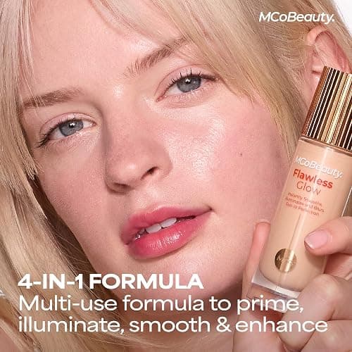MCoBeauty Flawless Glow Luminous Skin Filter - 3 Light - 4-in-1 Primer, Highlighter & Foundation Booster - Dewy Illuminating Tint Face Makeup with Squalane Vitamin E - Vegan & Cruelty Free thumbnail 6
