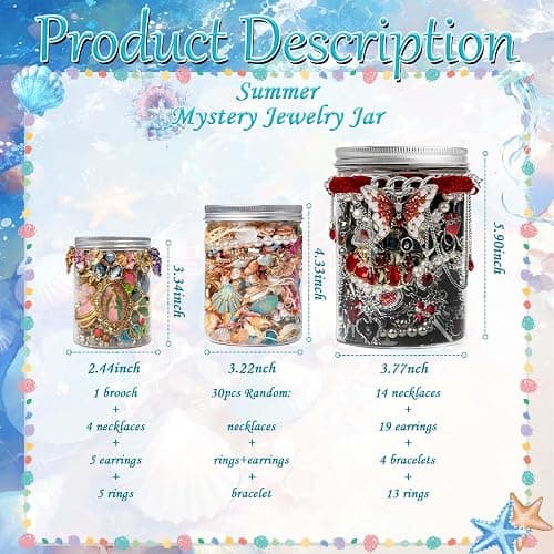 SMUOBT Mystery Jewelry Jar Box Set, Gothic Surprise Gift for Women | Gothic Vintage Jewelry Assortment, Includes Necklace/Earrings/Rings/Bracelet/Keychain, Surprise Mix, Ideal for Birthday thumbnail 6