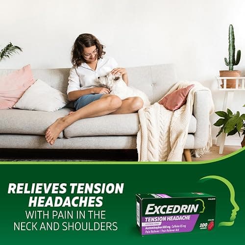 Excedrin Tension Headache Relief Caplets, Acetaminophen 500mg, Caffeine 65mg, Pain Reliever, Aspirin-Free, 100 Count thumbnail 4