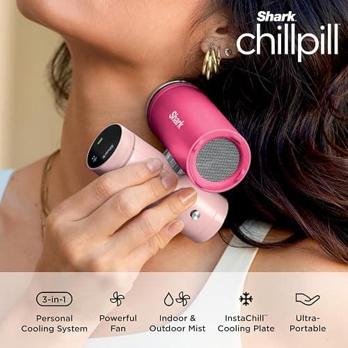 Shark ChillPill – The Only 3-in-1 Personal Cooling System with Fan, InstaChill Cooling Plate & Dry-Touch Mist – Portable, Handheld, Drops Skin Temp Up to 16°F, 10 Speeds, Carbon, FA022 thumbnail 2
