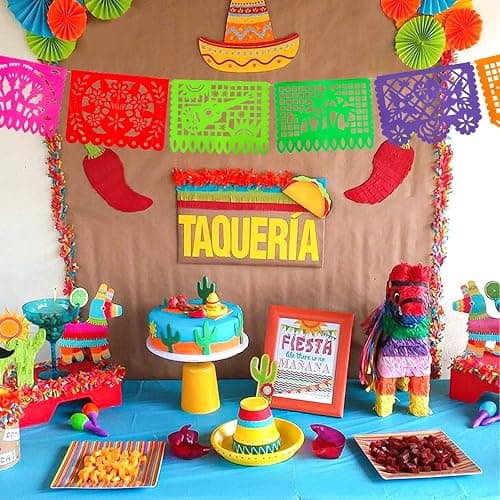 DomeStar Mexican Party Decoration, 18 Feet Plastic Papel Picado Fiesta Banner Cinco de Mayo Garland for Mexican Birthday Party Supplies - multicolor1 thumbnail 4
