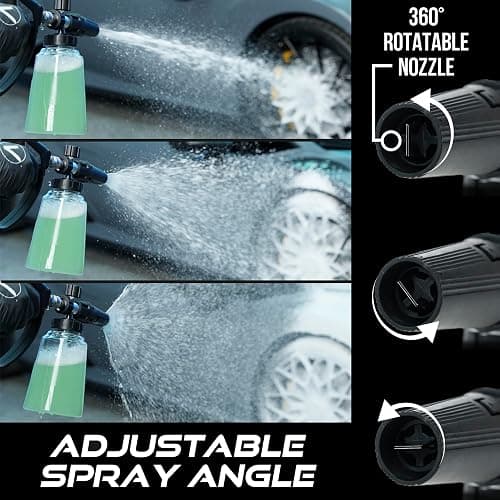 VIKING Professional Foam Cannon for Car, Adjustable Spray Nozzle, 1.1 Liter Soap Canister, 1/4" Quick Connect Plug for Pressure Washer and Car Detailing Kit thumbnail 4