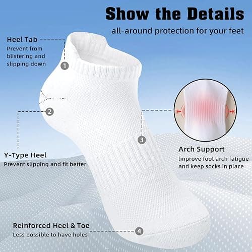 Womens Ankle Socks Running Athletic Sports Low Cut Socks No Show Socks for Women Tab Socks 6 Pairs thumbnail 3