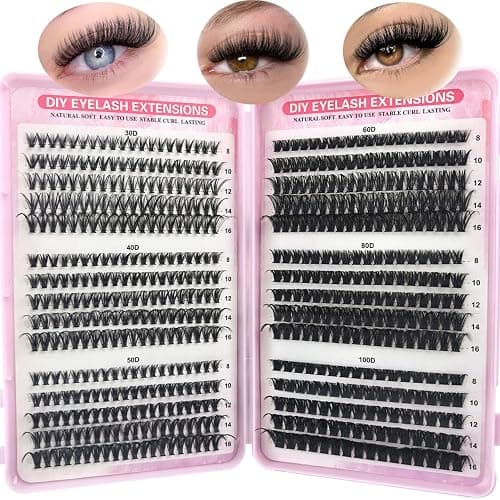 580pcs Cluster Lashes - Individual Eyelashes/Natural Eyelash Clusters D Curl Lashes 8-16MM Soft & Fluffy Thick Volume DIY Russian Lash Extensions (30D+40D+50D+60D+80D+100D) - Image 1
