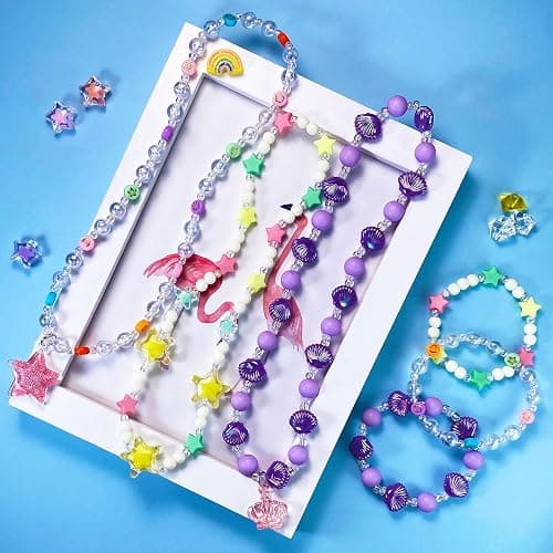 SIELEVIN Kids Jewelry for Little Girls Necklace Bracelet with Unicorn Rainbow Star Crown Pendant for Toddler Dress up Jewelry Princess Gifts for 3 4 5 6 7 8 Years Old thumbnail 6