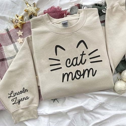 Custom Cat Mom Crewneck thumbnail 6