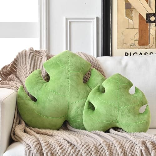 Leaf Pillow, Cute Decorative Throw Plant Pillow Aesthetic Decor Nature Pillow for Bed Couch, Leaves Shaped Pillow Perfect for Bedroom Living Room (Light Green, 15 Inches) thumbnail 2