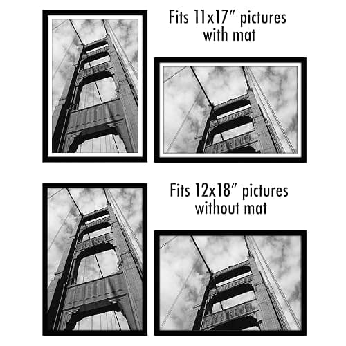 Americanflat 12x18 Poster Frame with Polished Plexiglass - Set of 5 - Use as 11x17 Frame with Mat or Display 12x18 Photo Without Mat - Galleria Collection - Picture Frames for Wall Display - Black thumbnail 5