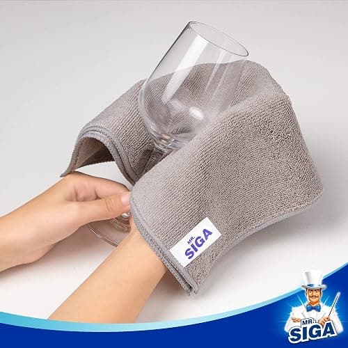 MR.SIGA Microfiber Cleaning Cloths, Streak Free Microfiber Towels, 12 Pack | All-purpose microfiber cloths, ultra absorbent, reusable household cleaning towels, Gray, 32 x 32 cm(12.6 x 12.6 inch) thumbnail 6