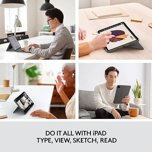Logitech Combo Touch iPad Pro 11-inch (1st, 2nd, 3rd, 4th gen - 2018, 2020, 2021, 2022) Keyboard Case - Detachable Backlit Keyboard, Click-Anywhere Trackpad - Oxford Gray; USA Layout thumbnail 2