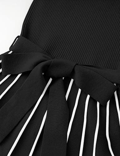 ZESICA Womens 2025 Fall Turtleneck Long Sleeve Sweater Dress Tie Waist Casual Loose Ribbed Knit A Line Midi Dresses thumbnail 7