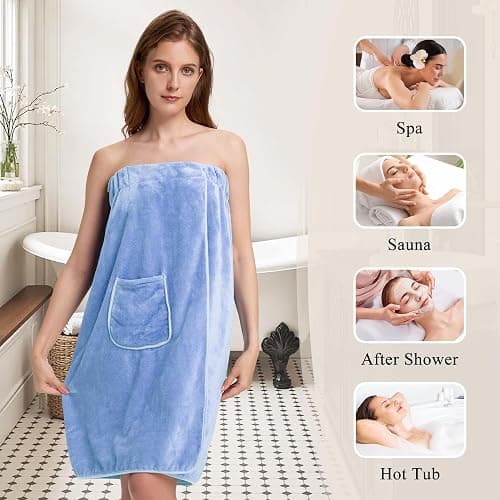 PJGGZ Towel Wrap for Women, Three Adjust Clasps Closure Bath Wraps After Shower Spa Sauna Bathrobe(Available in Plus Size) thumbnail 2