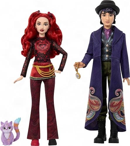 Mattel Disney Descendants: Wicked Wonderland Fashion Doll 2-Pack, Red & Max with Movie-Inspired Clothing, Cat Animal Friend & Pocketwatch Accessory (Amazon Exclusive) - Image 1