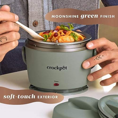 Crock-Pot Portable Electric Lunch Box 20-Ounce Food Warmer Moonshine Green | Ideal for Travel On-the-Go | Keeps Food Spill-Free Warm & Tasty | Dishwasher-Safe thumbnail 5