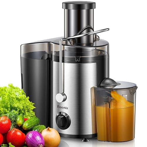 Juicer, Reemix Centrifugal Juicer Machines Whole Fruit and Vegetable, 3-inch Wide Mouth Juicer Extractor with 2 Speeds, Brush Included Easy to Clean (Black, 500W) - Image 1