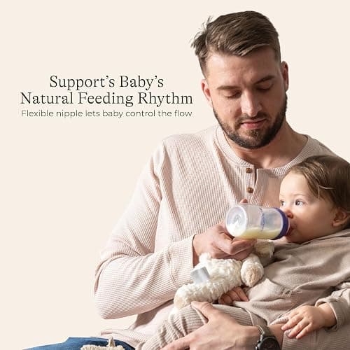 Lansinoh Anti-Colic Baby Bottles, BPA-Free Plastic, 8 Ounces, 3 Count, Medium Flow Nipples (Size M), Breastfeeding Bottle with NaturalWave Design, Baby Essentials thumbnail 7