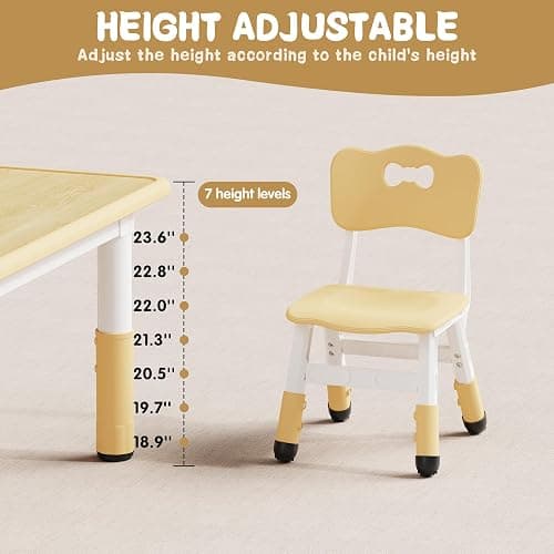 Brelley Kids Table and 2 Chairs Set, Height Adjustable Toddler Desk 31.5" L x 23.6" W and Chair Set, Graffiti Desktop, Classroom/Daycare/Home, Children Multi-Activity Table for Ages 3-8 thumbnail 3