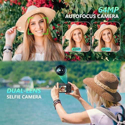 5K Digital Camera, 64MP Cameras for Photography with 6X Optical Zoom & Autofocus, WiFi Vlogging Camera for YouTube Video, Dual-Lens, 2 Batteries, 64GB Card & Flash, Best Cameras for Content Creators thumbnail 4