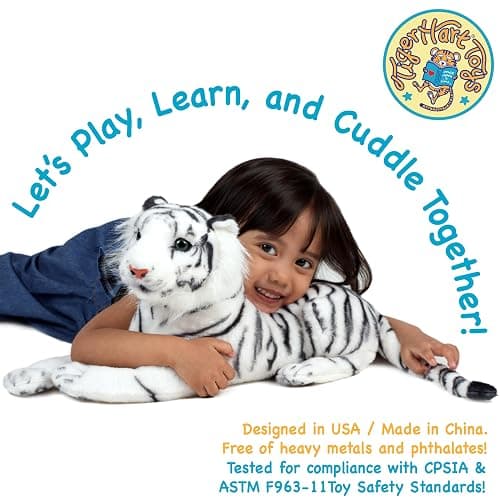 TigerHart Saphed The White Tiger - Squeeze Me! - 17 Inch Stuffed Animal Plush thumbnail 7